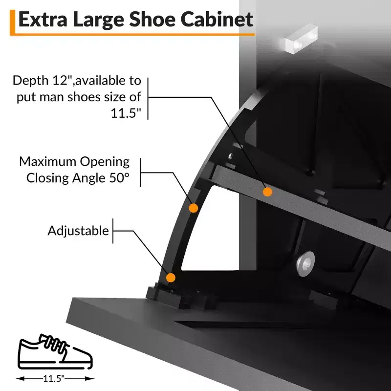 Shoe Cabinet with 4 Flip-Up Drawers Hidden Shoe Storage Cabinet with Open Storage for Entryway Hallway Bedroom Shoe Organizer Cabinet