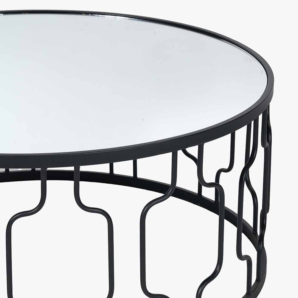 Black Metal Coffee Table with Mirrored Top