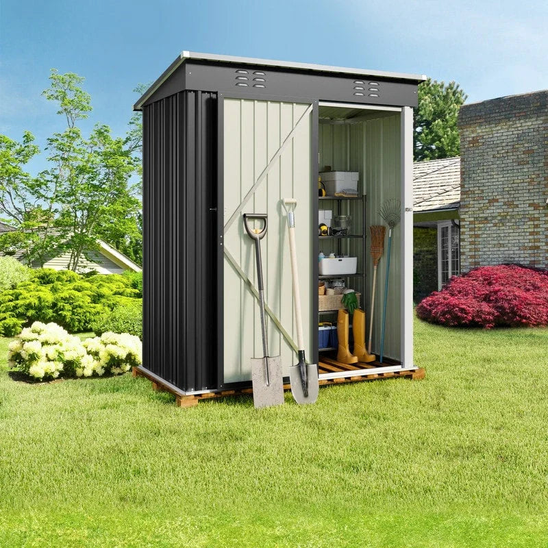 Outdoor Storage Metal Shed Garden Tool Shed with Lockable Door for Patio Furniture and Tools