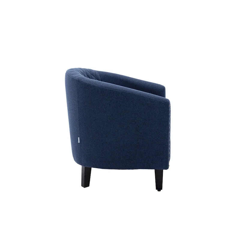 Accent Barrel chair living room chair with nailheads and solid wood legs
