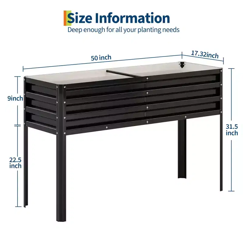 Self-Watering Raised Garden Bed with Legs, Tall Galvanized Steel Planter Box, Rust-Resistant, for Vegetables, Herbs, Flowers, Patio