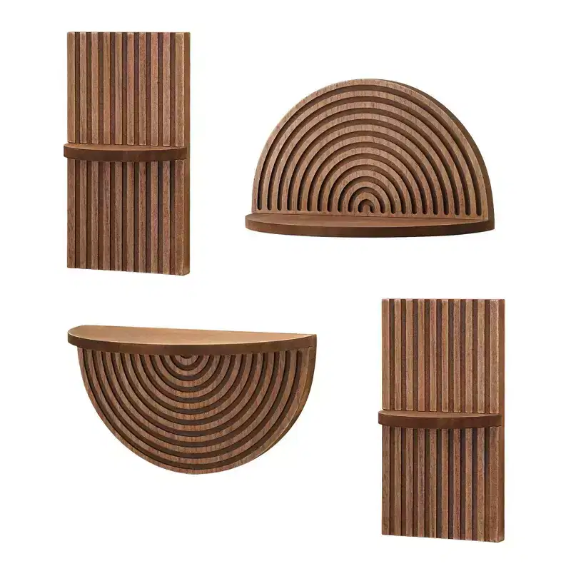 American Art Decor Set of 4 Half Circles Meet Right Angles Shelves