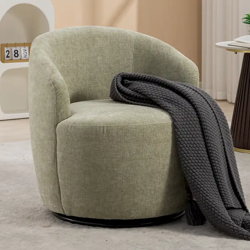 Chenille Swivel Accent Barrel Chair