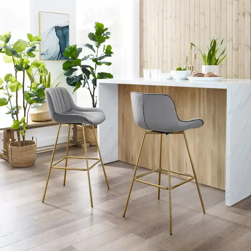Art Leon 2pcs Comfortable Velvet Swivel Bar Stools