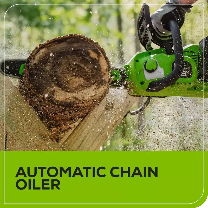 Greenworks POWERALL 2x24V 16" Brushless Cordless Chainsaw with (2) 4.0Ah Batteries and Dual Port Charger