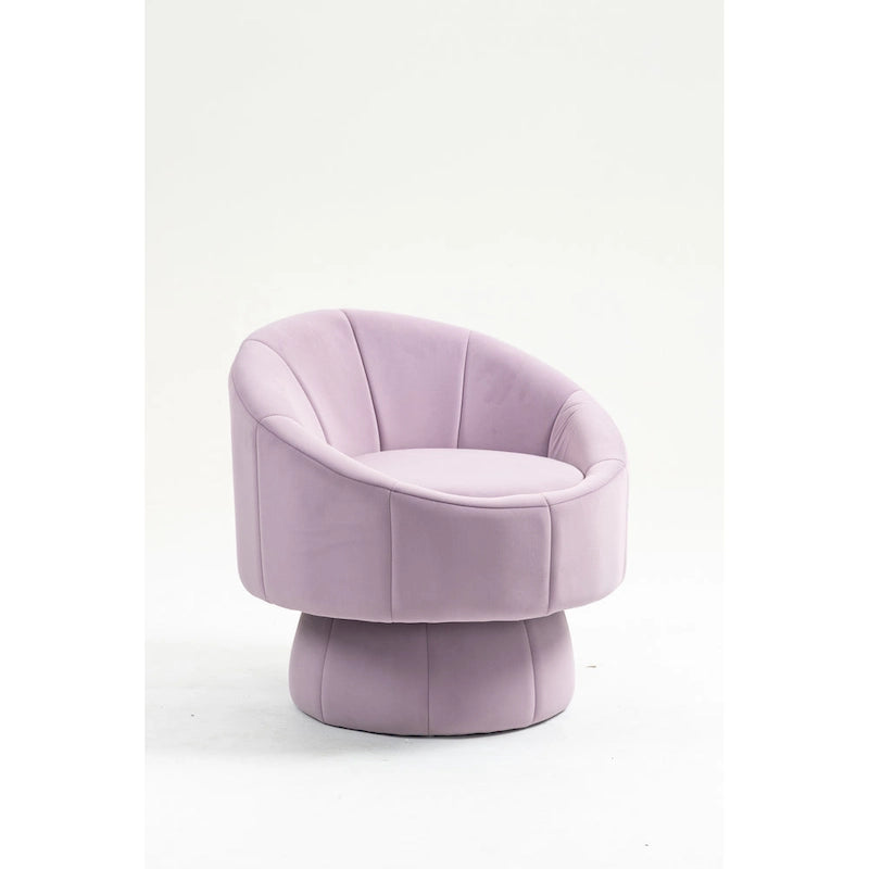 360° Swivel Accent Chair – Dark Yellow / Purple / Beige, Velvet, Wood Frame, Seats 1