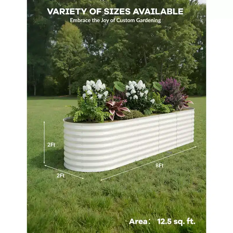 TRPOW 2 Pcs Raised Garden Beds Outdoor 8x2x2ft - Galvanized Steel Planter Box for Vegetables, Flowers, Rust-Resistant Garden Box