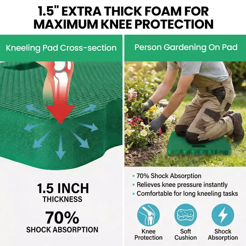 Thick Foam Kneeling Pad for Gardening Workout Soft Knee Cushion Mat for Gaden and Home, Set of 2 Large Green