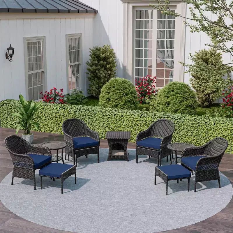 UPTIOT 11-Piece Outdoor Wicker Patio Conversation Seating Set