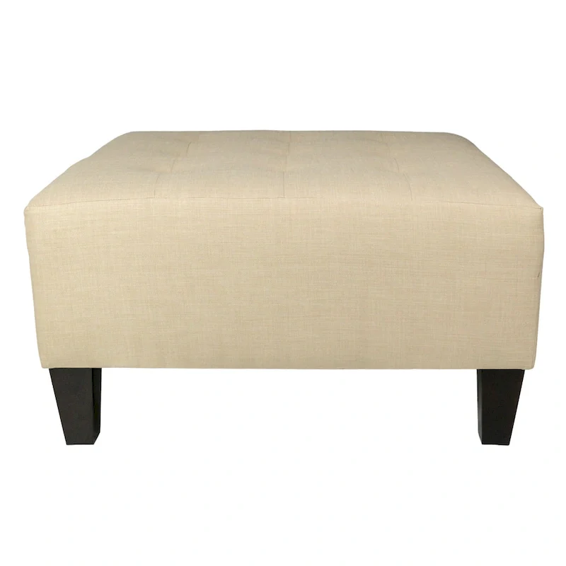 Button Tufted Upholstered Square Ottoman | Blue | Modern Accent Footrest