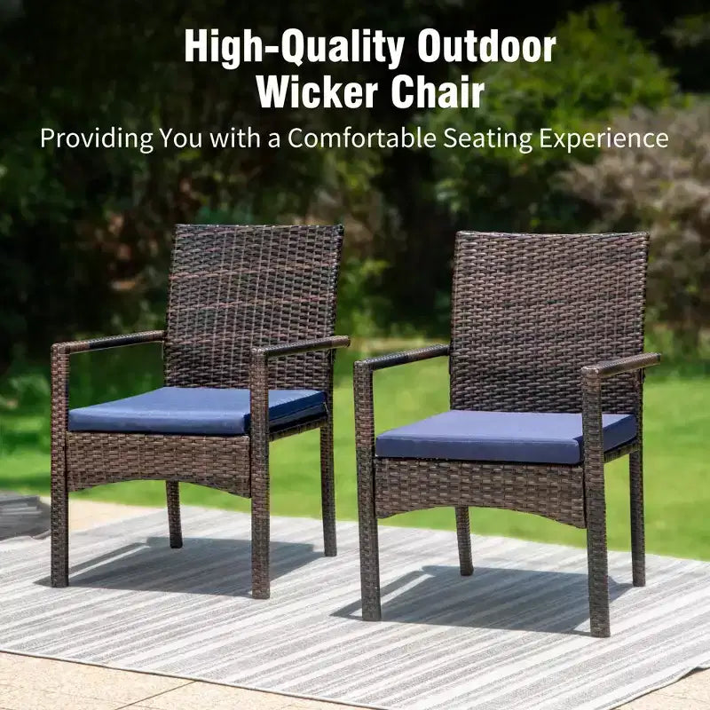 Captiva Designs 3pc Outdoor Patio Slatted Tabletop Square Dining Steel Table & Arm Chairs