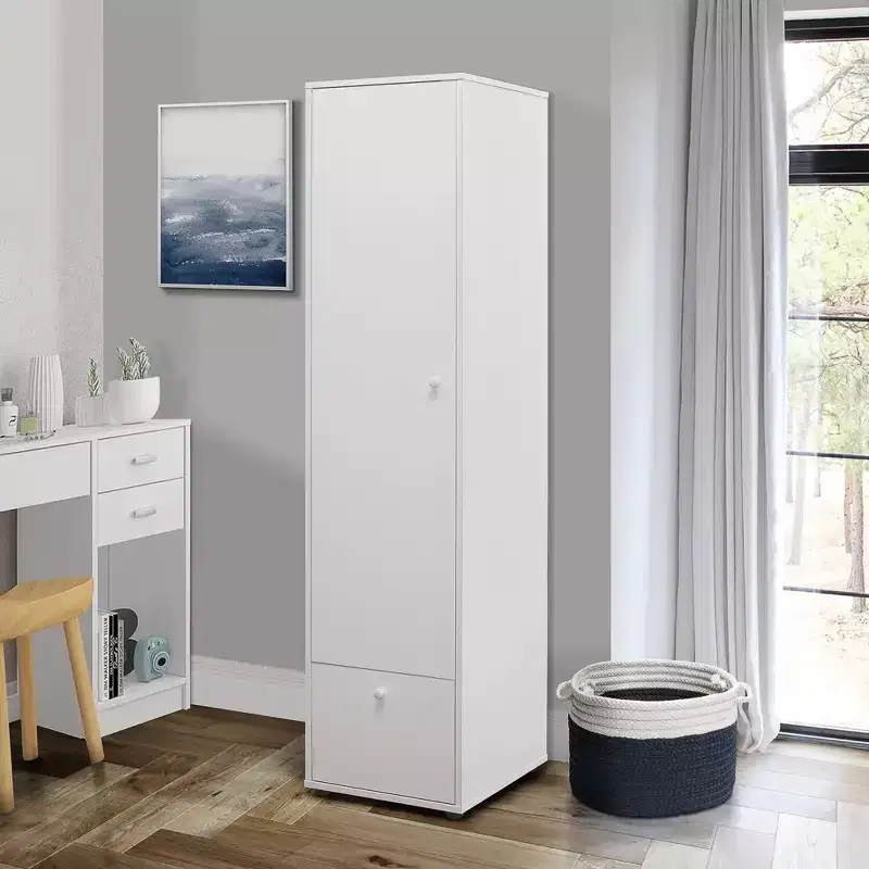 Corry Wardrobe Storage Closet, White