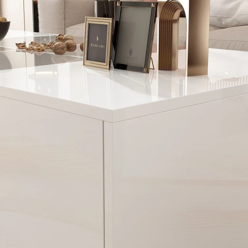 Coffee Table Storage High Gloss Coffee Tables LED Lighting Cocktail - 47.4W