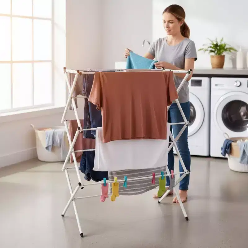 Lavish Home Collapsible Clothes Drying Rack, White