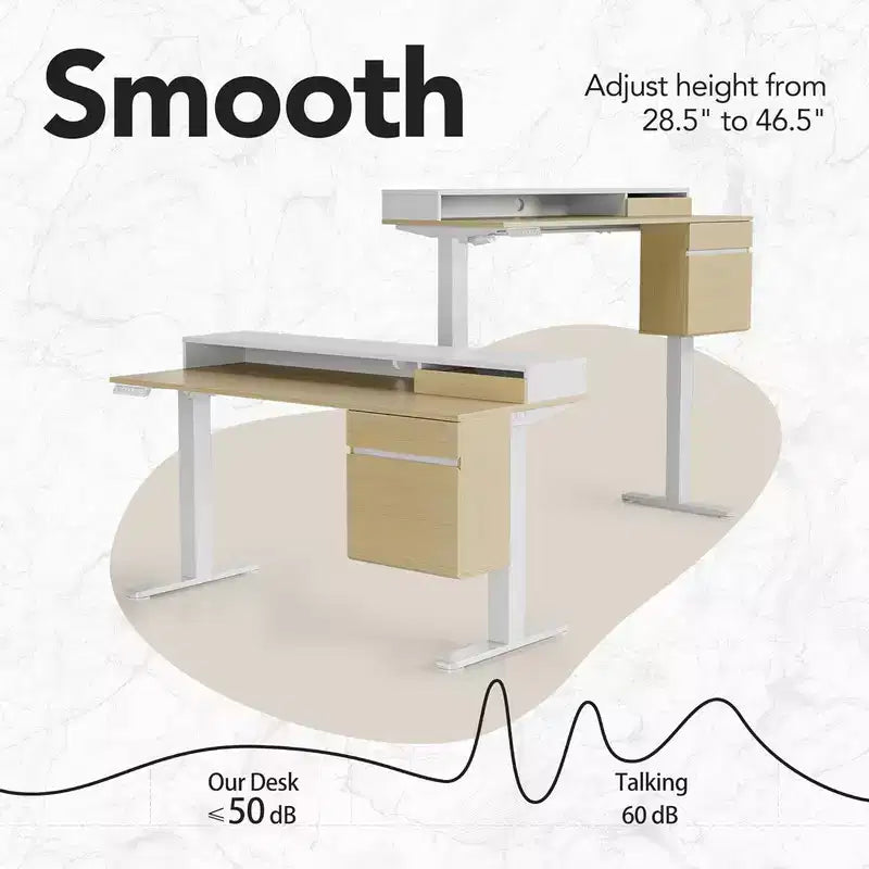 Standing Desk with Drawers and File Cabinet, 47 Inch Electric Height Adjustable Desk with Storage, Ergonomic Stand Up Table with Monitor Stand