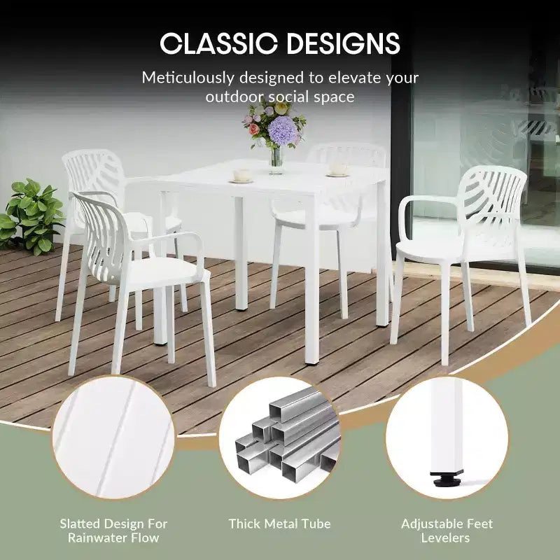 WestinTrends Playa 5-Piece Outdoor Square Dining Table Patio Set with Stackable Patio Dining Chairs
