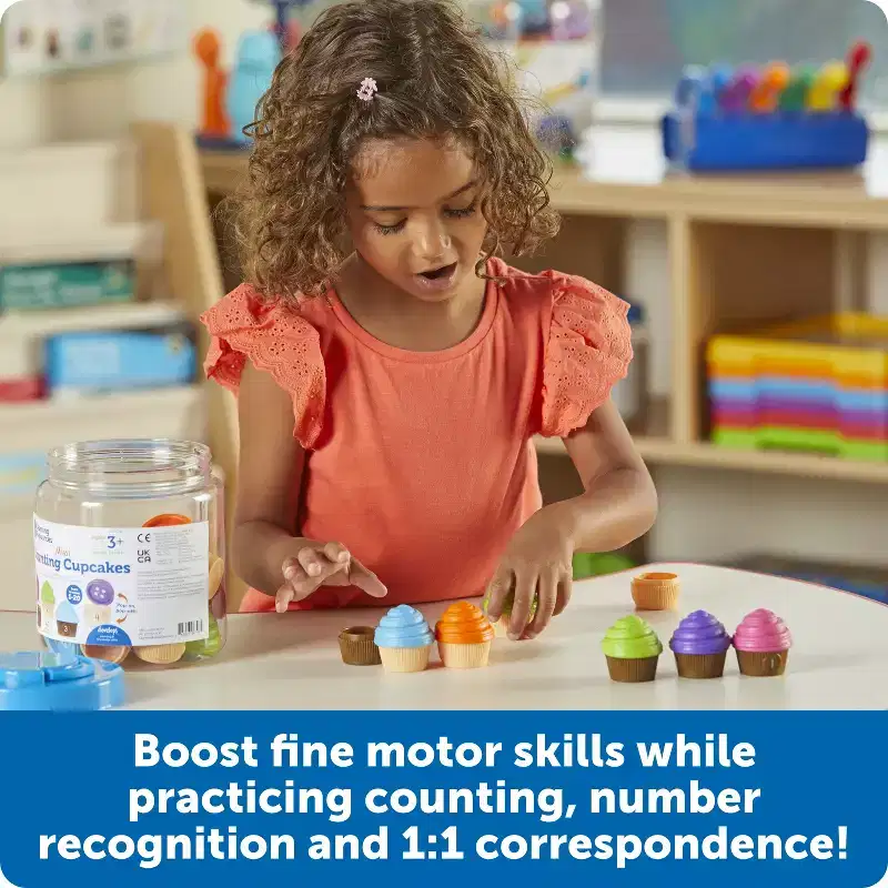 Learning Resources Mini Counting Cupcakes: Educational Toy for Math Learning, Plastic, 20-Piece Set for Toddlers