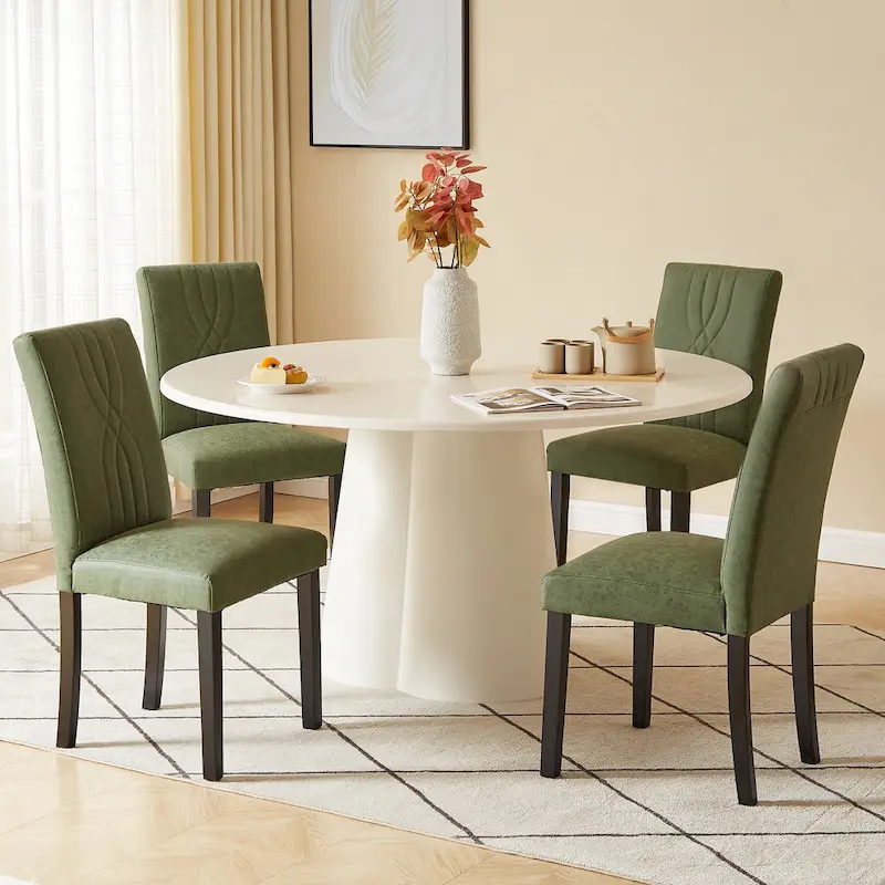 VECELO Upholstered Dining Chairs Set of 6 Modern Fabric and High Back & Solid Wood Legs, Parson Dining Chairs (Set of 6)