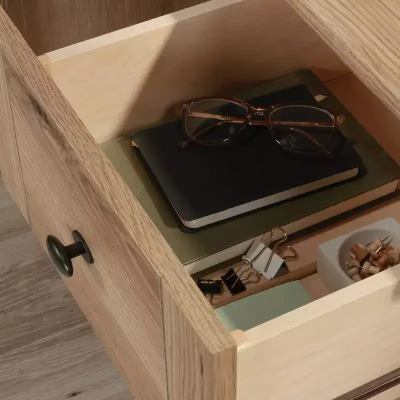 Sauder Computer Desk Timber Oak: Vintage Style Office Furniture with Storage Drawer & MDF Frame