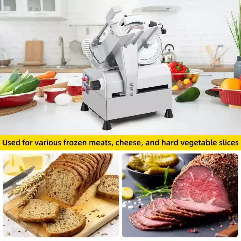 Meat Slicer, Electric Slicer - Professional Dual Motor,Removable Stainless Steel Blade, 0-16mm Thickness for Home/Commercial Kitchens