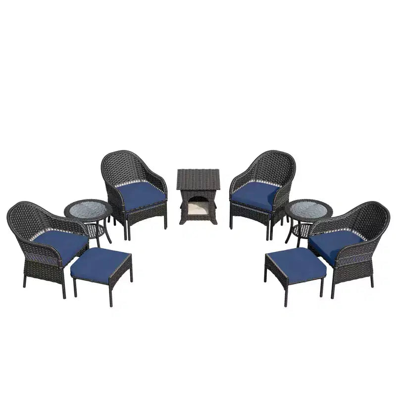 UPTIOT 11-Piece Outdoor Wicker Patio Conversation Seating Set