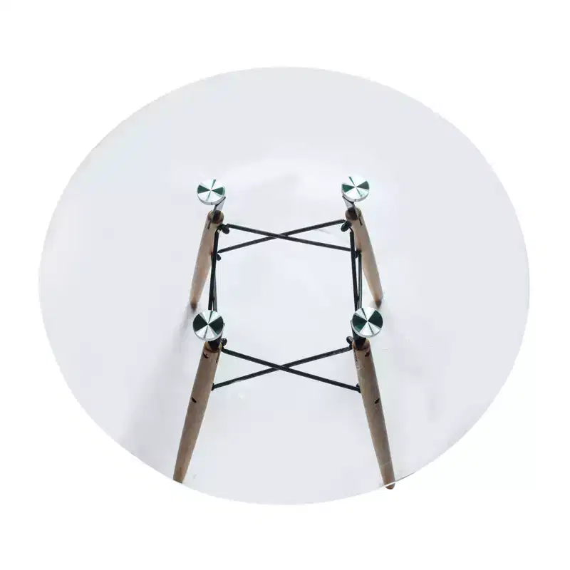 LeisureMod Dover 3-Piece Dining Set  31 Round Clear Glass Bistro Table with 2 Acrylic Chairs with Wooden Dowel Legs, Modern Kitchen, Dining Room
