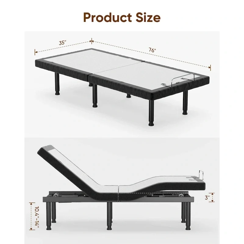 Adjustable Bed Frame Base Stress Massage Wireless Remote Quiet Motor