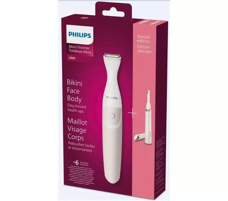 Philips Women's Rechargeable Electric Trimmer Bundle Kit - BRT387/90: Whole Body, Sensitive Skin, Battery Operated