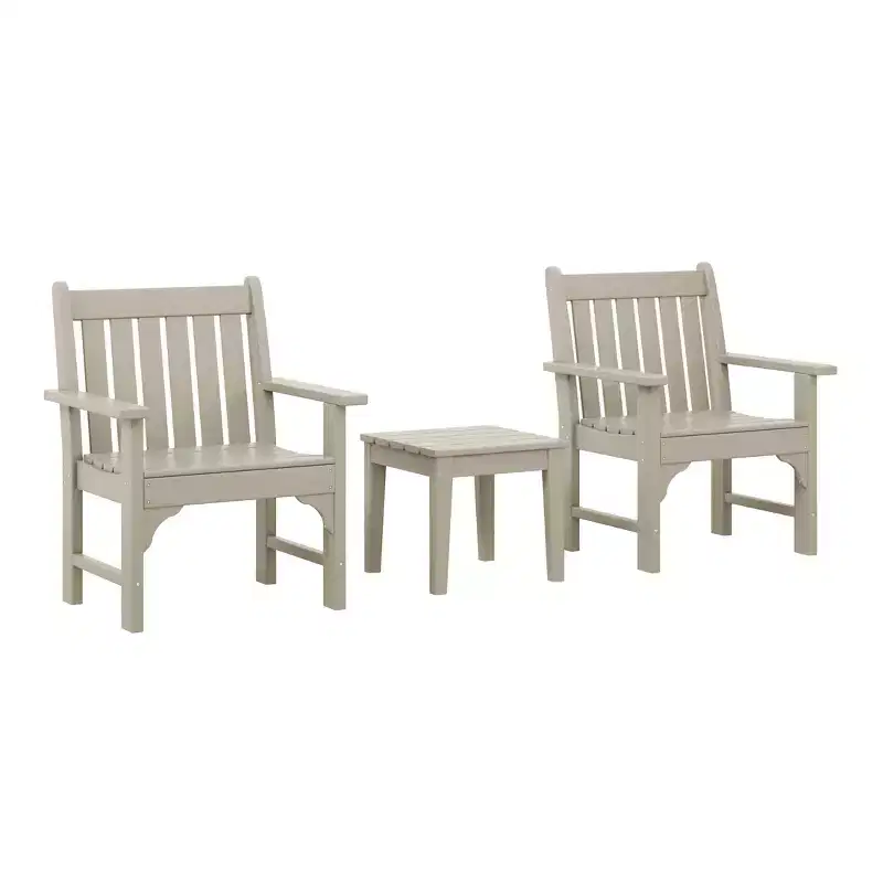 WestinTrends Malibu Outdoor Patio 3-Piece HDPE Adirondack Garden Chairs with Square Adirondack Side Table Set