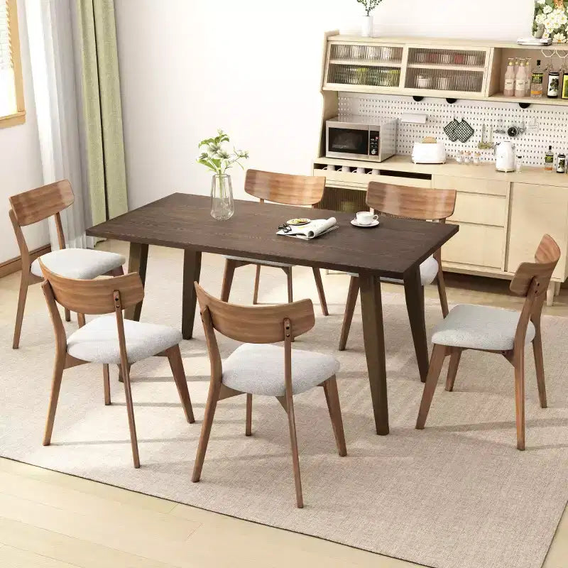 Set of 2 Mid-Century Modern Dining Chairs with Cushioned Seats