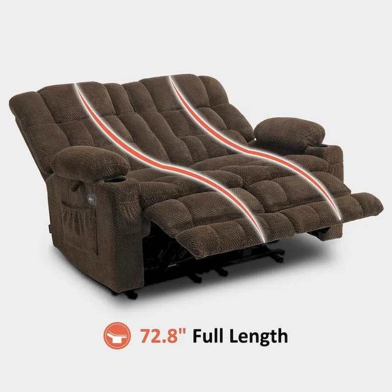 MCombo Power Loveseat Recliner, Electric Reclining Loveseat Sofa with Heat and Vibration, Cupholders, USB Charge Ports RS6314
