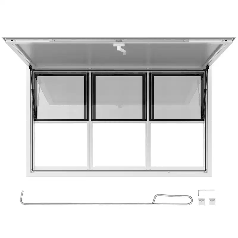 VEVOR Concession Window 60x36 in, Aluminum Alloy Service Window for Food Truck, Up to 85 Degrees Stand Serving Window with 6 Sliding Windows, White