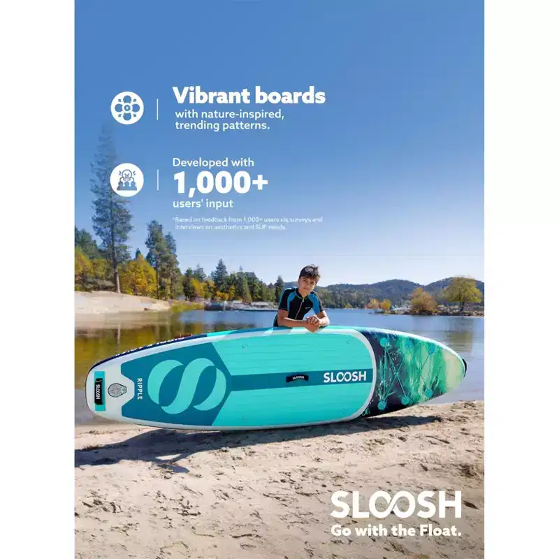 SLOOSH 126'' Ripple Inflatable Stand Up Paddle Board SUP with Premium Accessories, Non-Slip EVA Deck, Bag Included for Youth & Adults Water Adventure