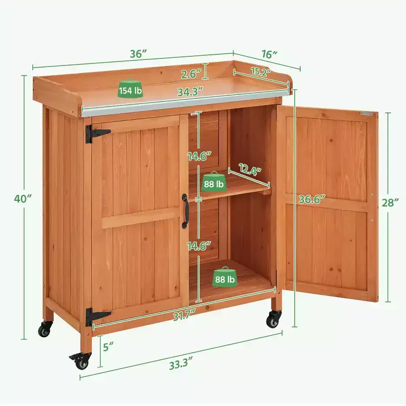 Yaheetech Outdoor Garden Potting Bench Table with Cabinet
