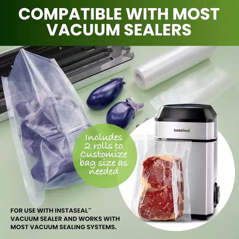 InstaSeal Vacuum Sealer Food Saver Bag Sealer Machine Upright Suction Base With 50 Food Safe Storage Bags