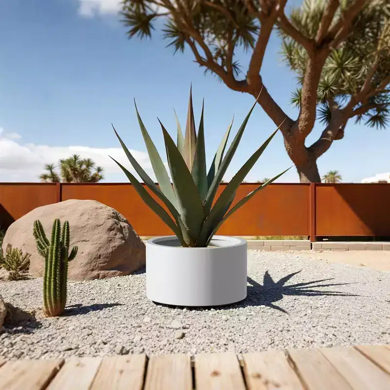 PexFix 15.5 x 12 Heavy Duty Corten Steel Round Raised Garden Bed White Planter Box for Outdoor Vegetables Flowers Herbs