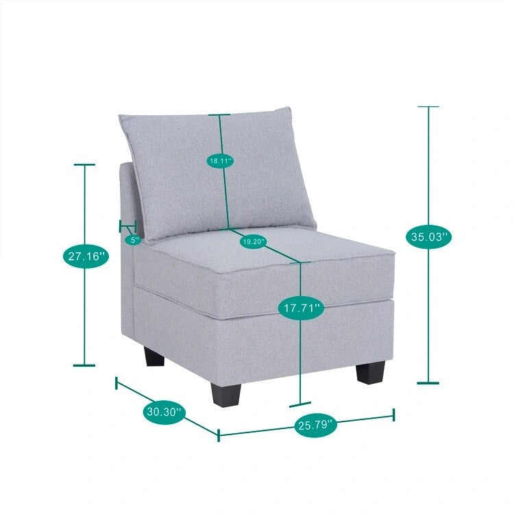 Modern DIY Convertible Modular Sectional Ultimate Sofa Collection - Optional Ottoman Middle and Armrest Modules