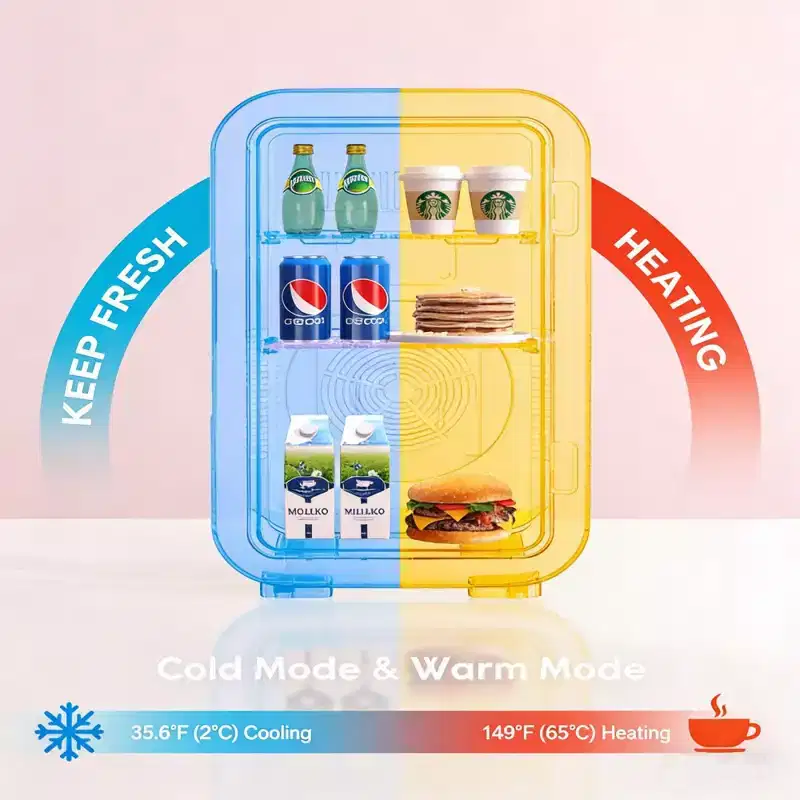 Morfone 6L Blue Mini Fridge with Cooling/Heating Function 110V AC/12V DC, Home & Car Use Ideal for Snacks Beverages and Skincare Products