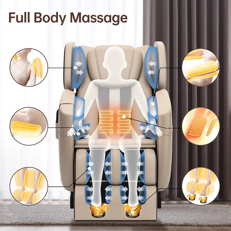 Full Body Massage Chair with Zero Gravity, Bluetooth Speaker & Foot Roller