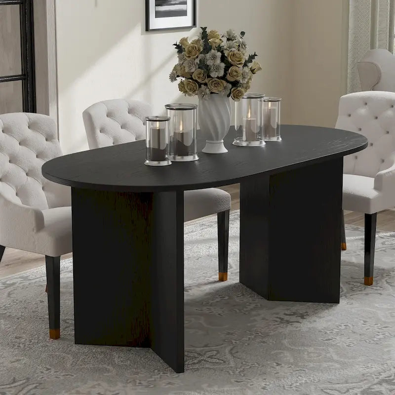 Nordic Style Solid Wood Oval Dining Table, Seats 6