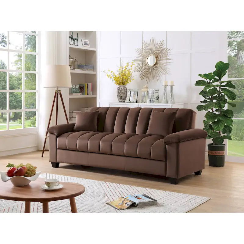 83 Comfortable Velvet Storage Sleeper Convertible Sofa Bed.