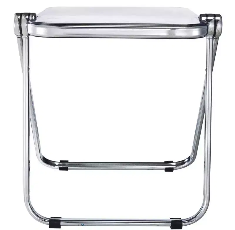 LeisureMod Lawrence Modern Folding Square End Table - Space-Saving Transparent Black