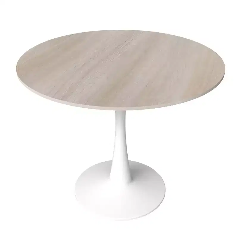LeisureMod Bristol 31 Round Dining Table  Sintered Stone Top Accent Caf Table & Sturdy Steel White Pedestal Base for Kitchen and Small Spaces