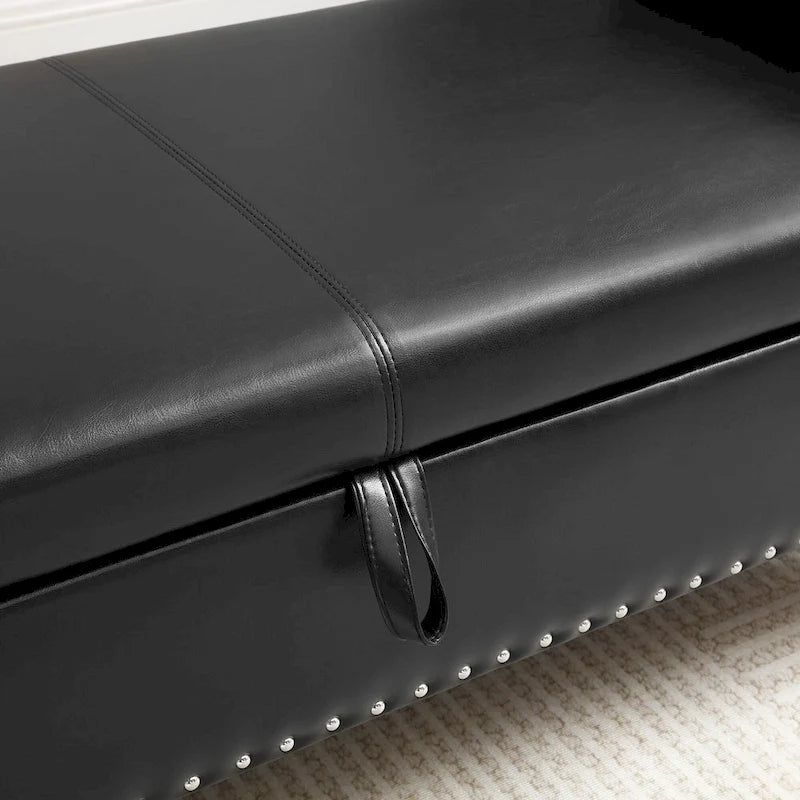 Upholstered Storage Ottoman Bench – Brown / Beige / Blue / Black / Grey / Pink, Velvet, Rolled Arms, Seats 2