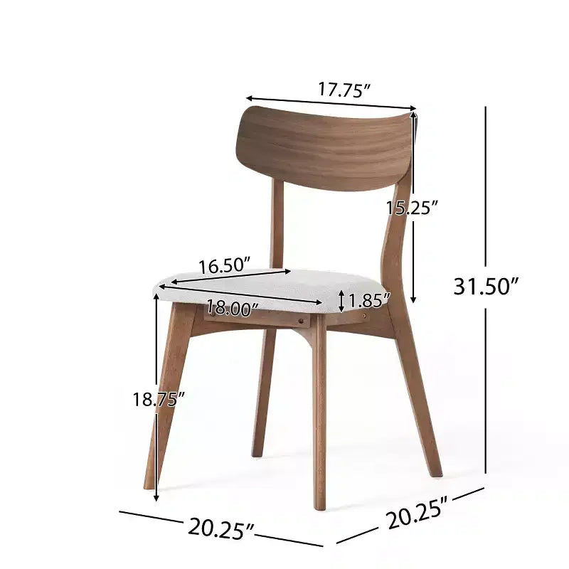 Set of 2 Mid-Century Modern Dining Chairs with Cushioned Seats