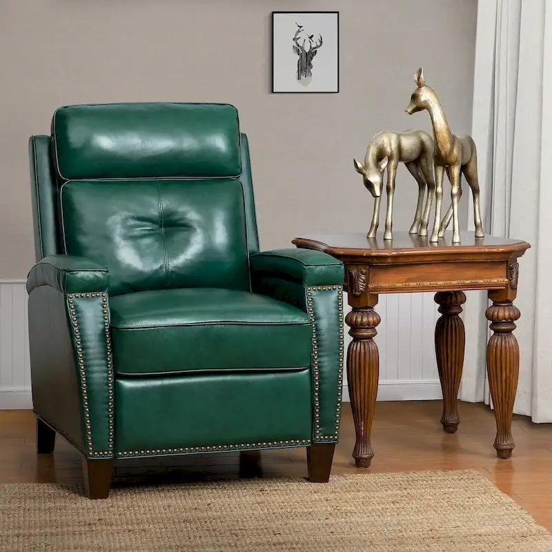 Mid-Century Modern Pushback Recliner with Nailhead Trim