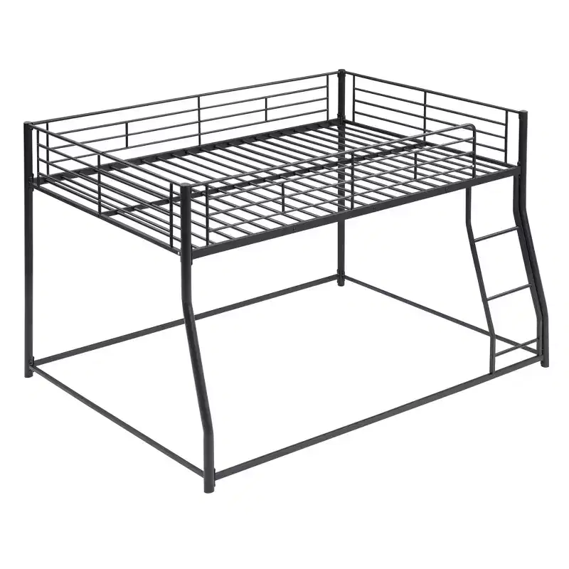 Twin XL over Queen Metal Bunk Bed with Ladder and Safety Guardrail