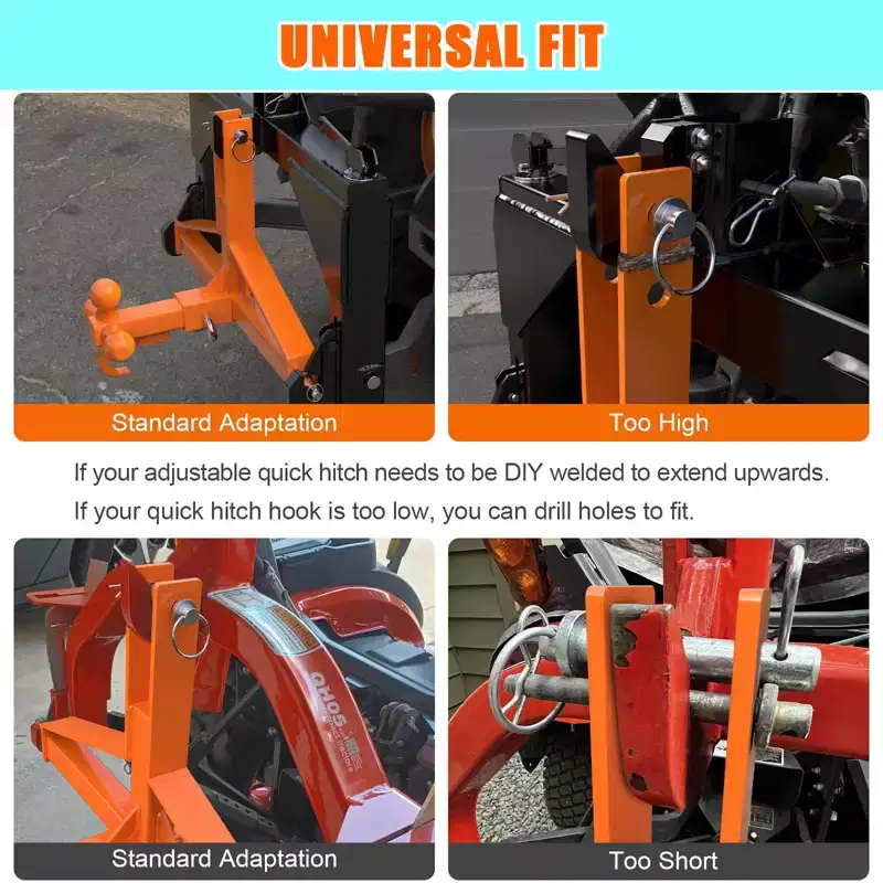 3 Point 2 Trailer Hitch Receiver Heavy-Duty for Category 1 Tractors Compatible with Kubota, BX, LM25H, WLM Tractor, NorTrac, Yanmar, Kioti, Cat