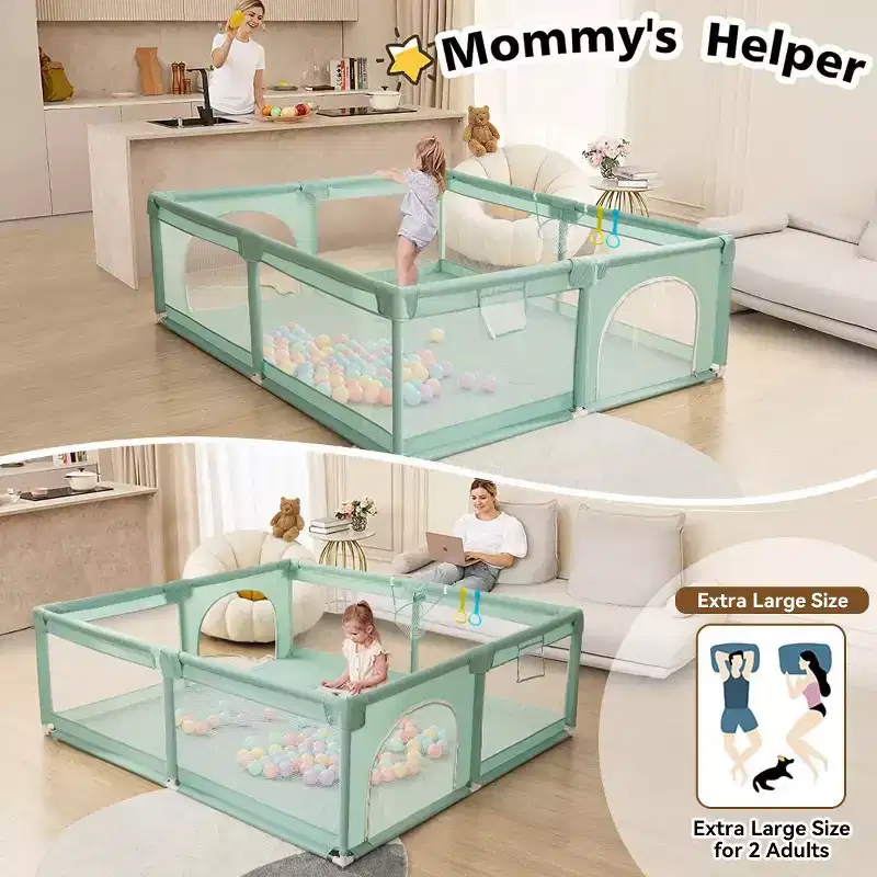 GOTGELIF 79x79 4-Panel Baby Playpen Spacious & Secure Portable Playard