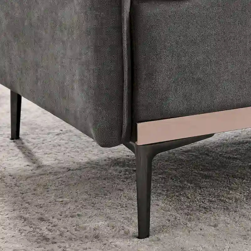 3-Seat Linen Sofa – Grey / Beige / Orange, Modern Minimalist, Metal Legs & Steel Trim, Seats 3